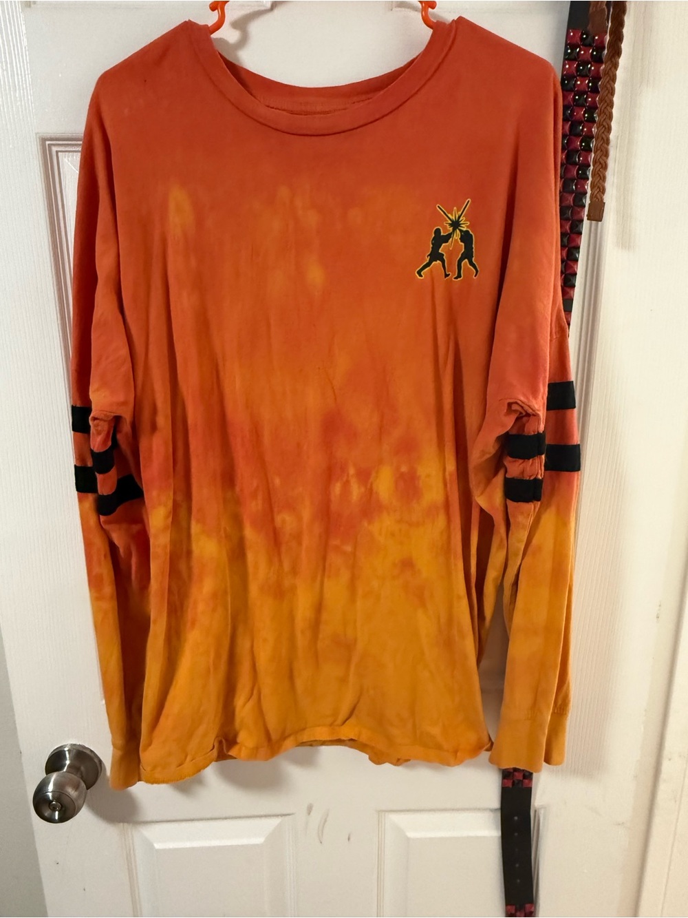 Men's Orange Tie-Dye Long Sleeve Graphic Tee Star Wars